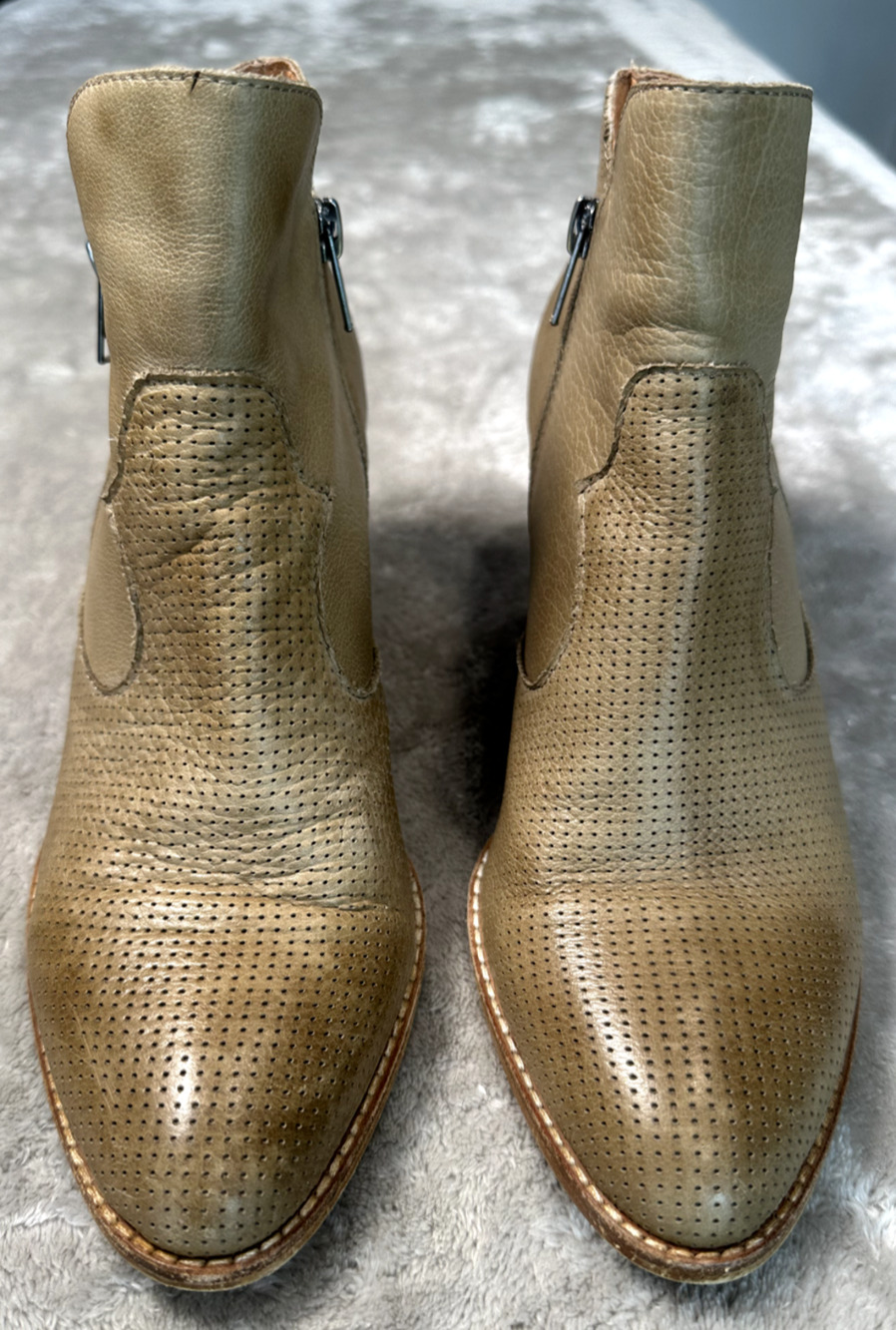 Silent D Anthropologie WhatX Tan Leather Ankle Boots Womens Size EU 39 US 8